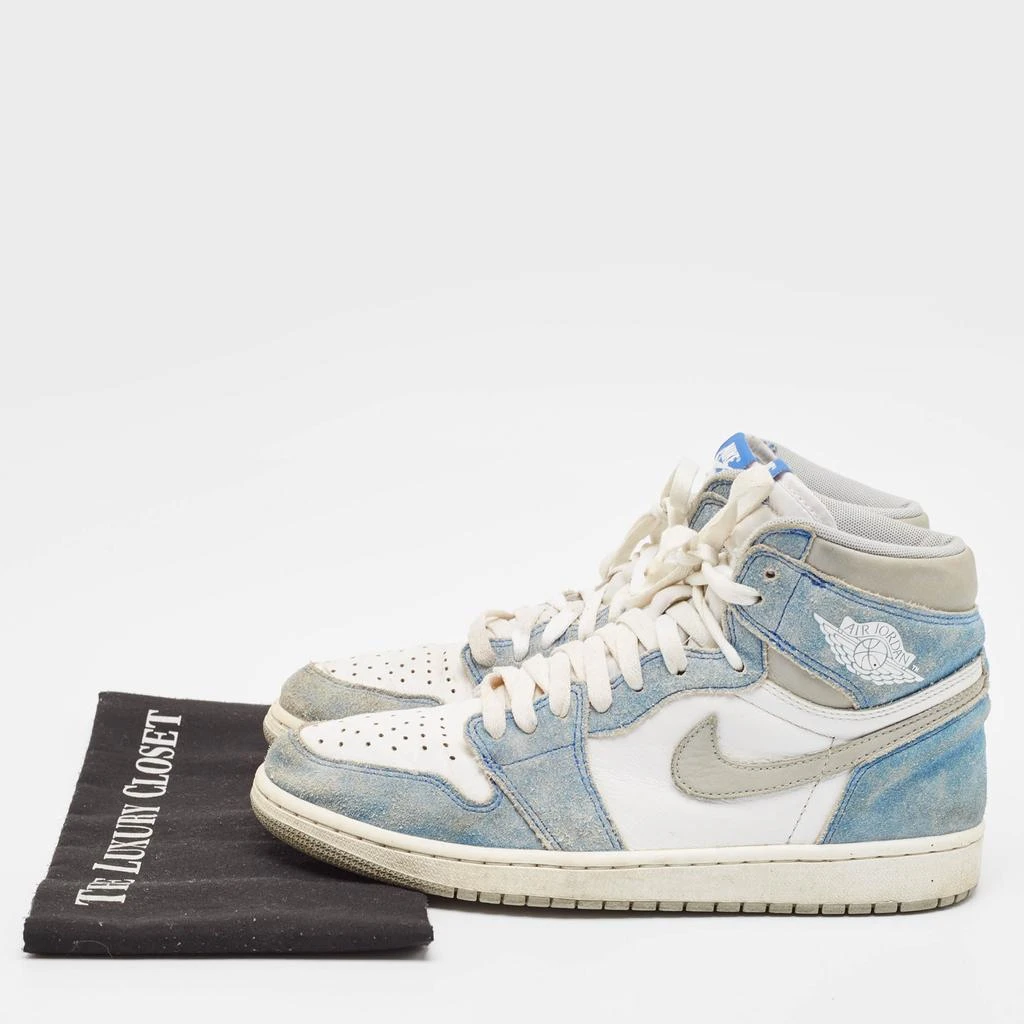 Jordan Air Jordans Blue/White Leather and Suede Air Jordan 1 High Top Sneakers Size 43 9