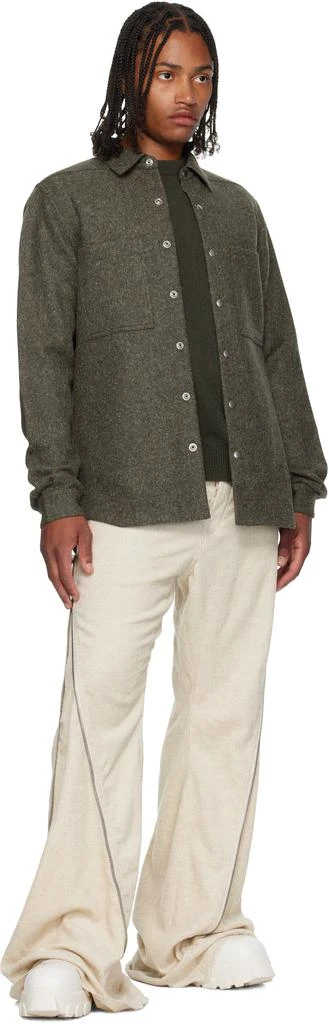 Rick Owens Khaki Concordians Rugged Wool Shirt 4