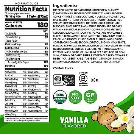 Orgain Orgain Kids 8g Protein Organic Nutritional Shake, Vanilla, 8 fl. oz., 18 pk.