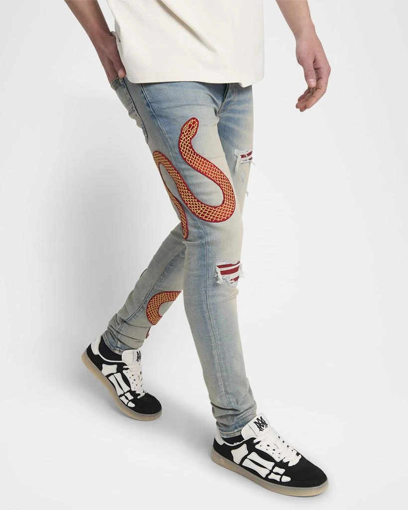 Amiri Men's Snake Applique Skinny Jeans 6