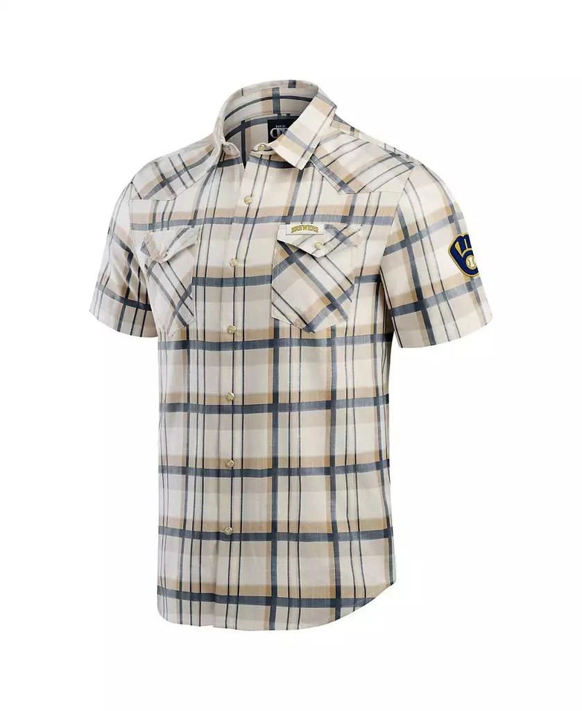 brewers dress shirt Milwaukee Long Sleeve Spread Collar | Women | Elemental Grey/White | XL This Long Sleeve Dress Shirt features a Milwaukee Brewers logo Men's Antigua Gray Milwaukee Brewers
