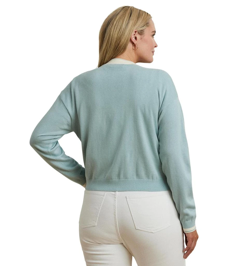 Ralph Lauren Plus Size Two-tone Cotton-blend Cardigan 2