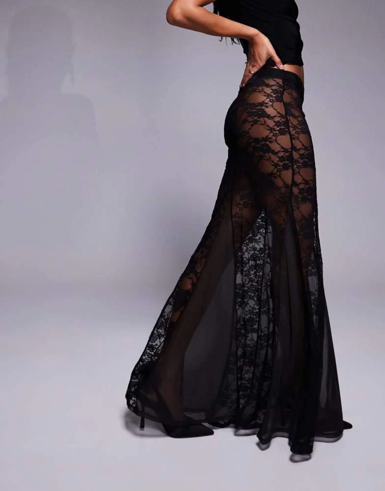 ASOS ASOS DESIGN godet lace maxi skirt in black 2