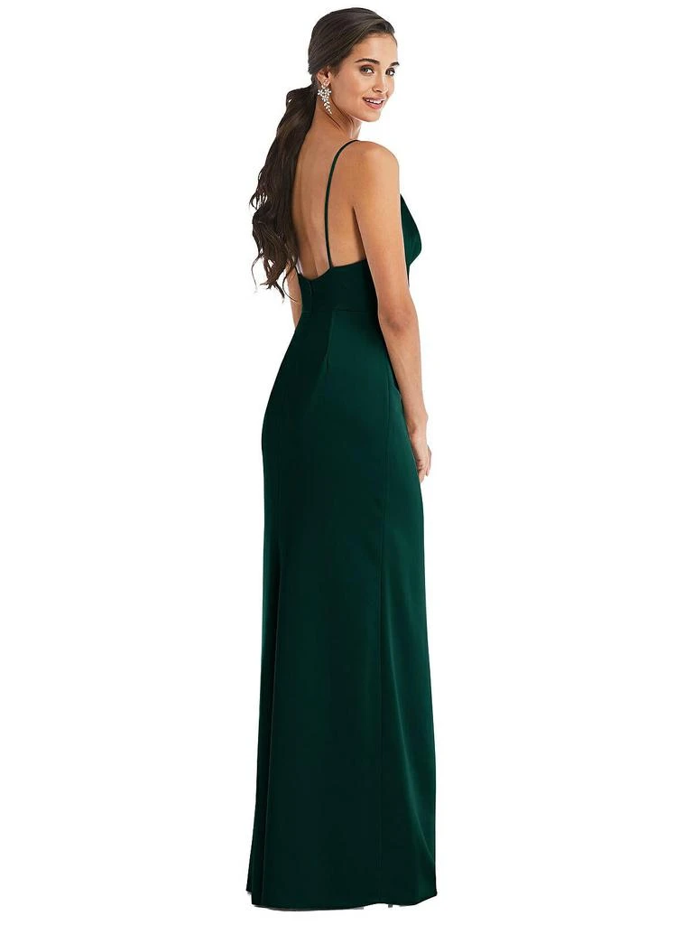 Dessy Collection Cowl-Neck Draped Wrap Maxi Dress with Front Slit 2