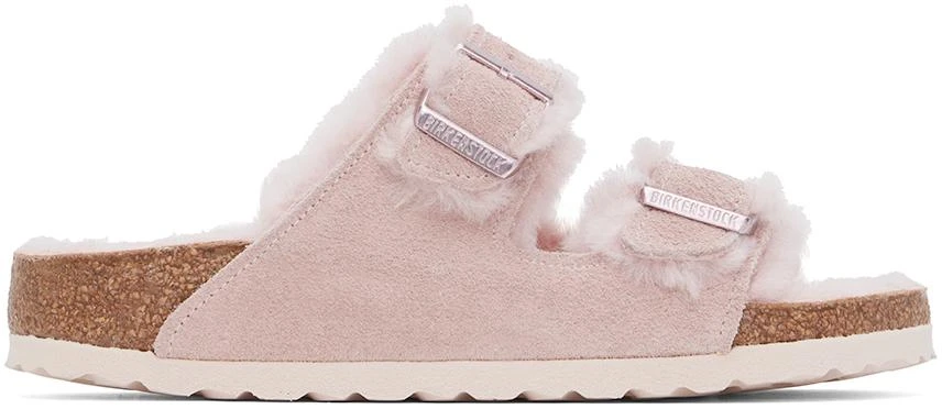 Birkenstock Pink Narrow Arizona Shearling Sandals 1