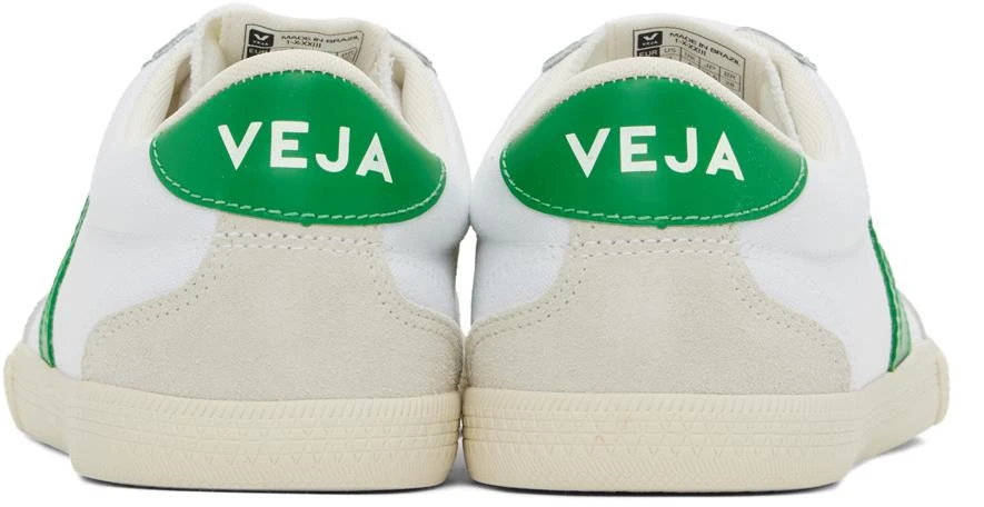 Veja White & Green Volley Canvas Sneakers 2