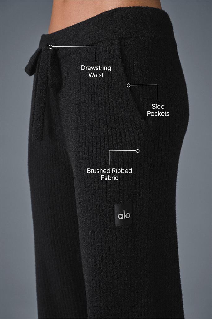 Alo Snuggle Up Sweater High-Waist Wide Leg Pant - Black