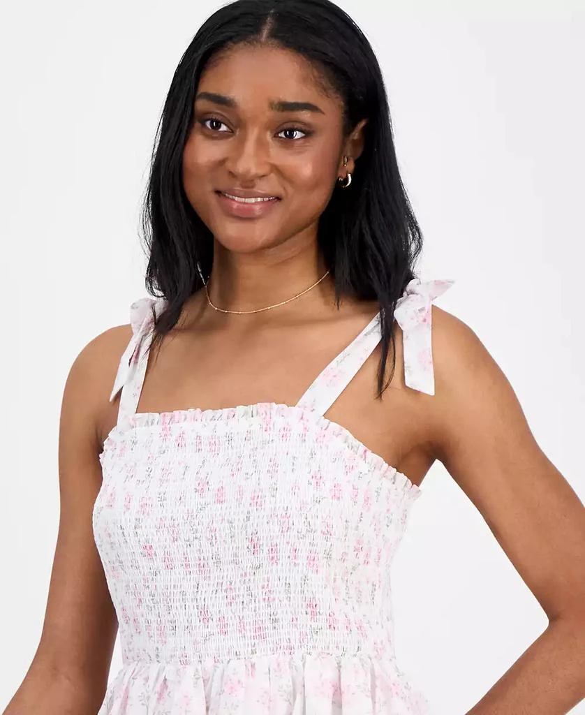 Celebrity Pink Juniors' Floral-Print Smocked Tiered Chiffon Mini Dress 4