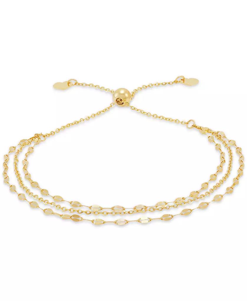 Italian Gold Triple Layer Bolo Bracelet in 10k Gold