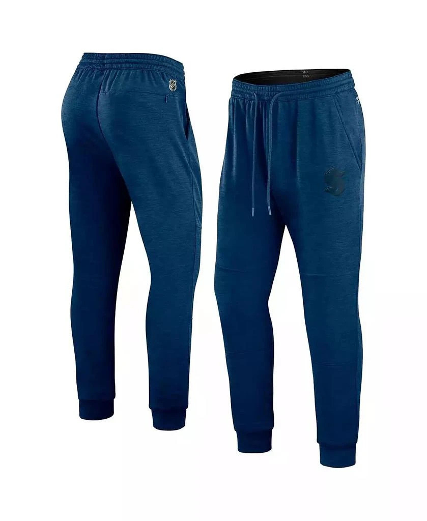 Fanatics Men's Heather Deep Sea Blue Seattle Kraken Authentic Pro Road Jogger Sweatpants 1