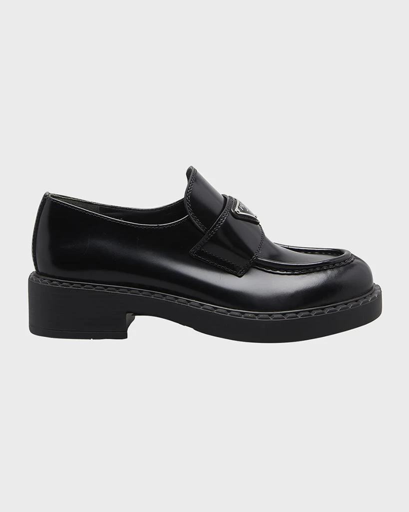 Prada Leather Triangle Logo Loafers 1