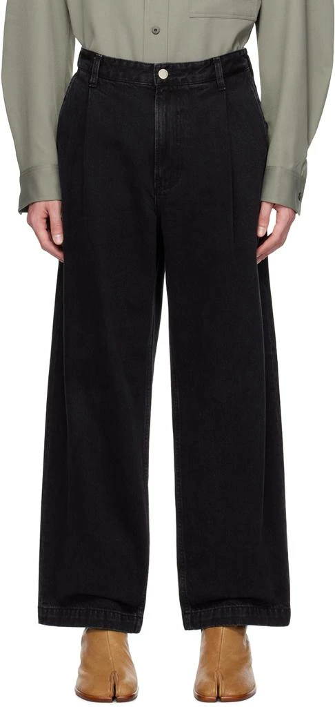 Solid Homme Black One-Tuck Loose Jeans 1