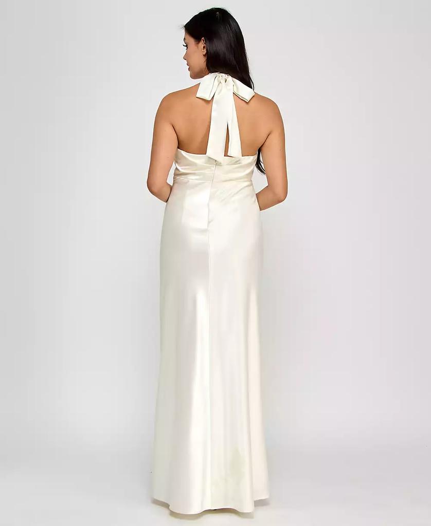 Morgan & Company Juniors' Cutout Sleeveless Halter Gown
