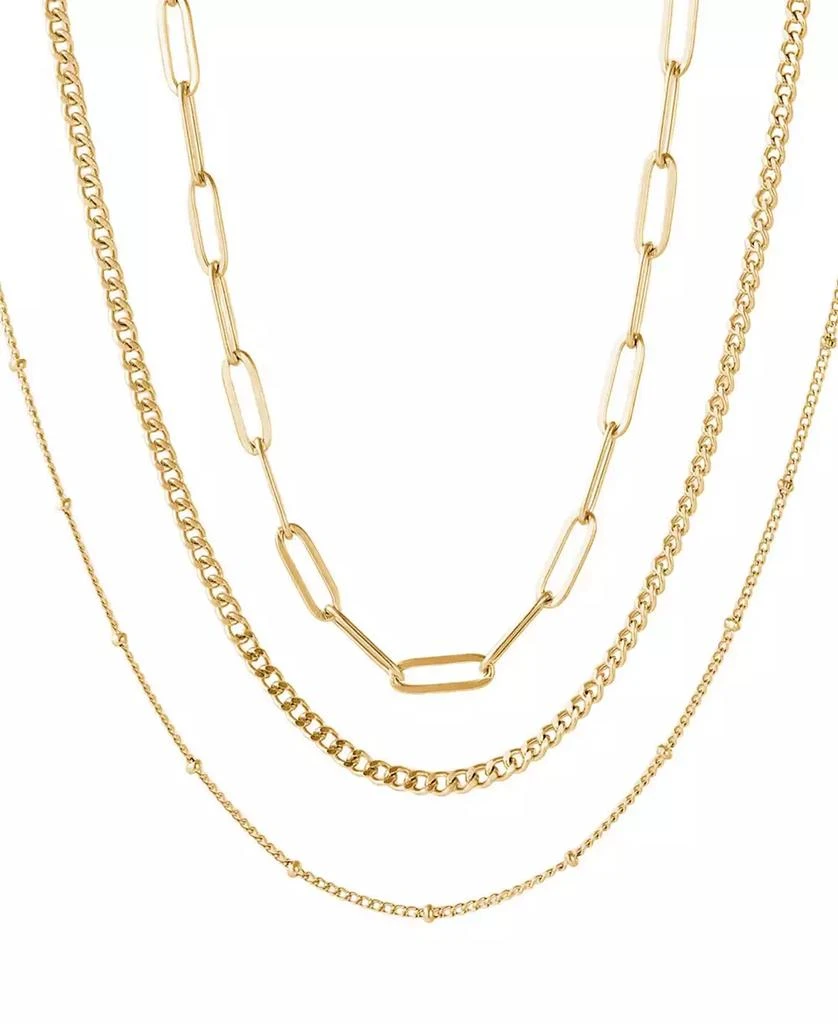 ADORNIA Tarnish Resistant Gold Set of 3-Chain Necklaces