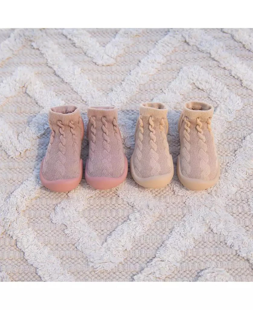 Komuello Toddler First Walk Sock Shoes - Cable Dark Beige 7