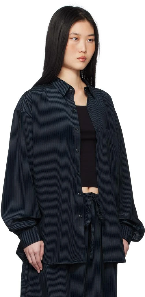 Gil Rodriguez Navy & Black 'The Big Flocked Stripe Button Up' Shirt 2