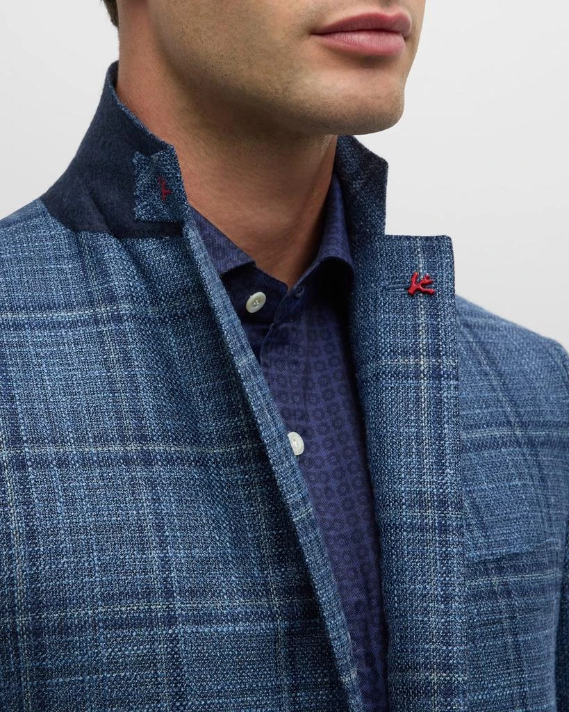Isaia Men's Blue Windowpane Check Sports Jacket 6