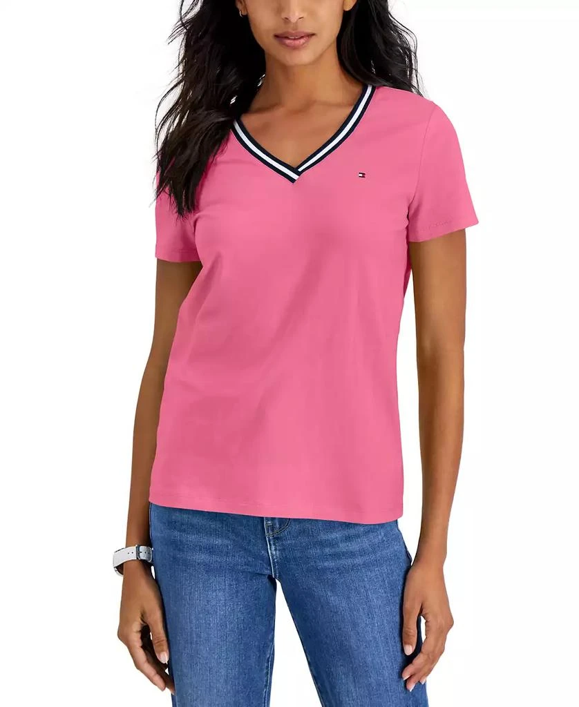 Tommy Hilfiger Women's Striped V-Neck Short-Sleeve T-Shirt 1