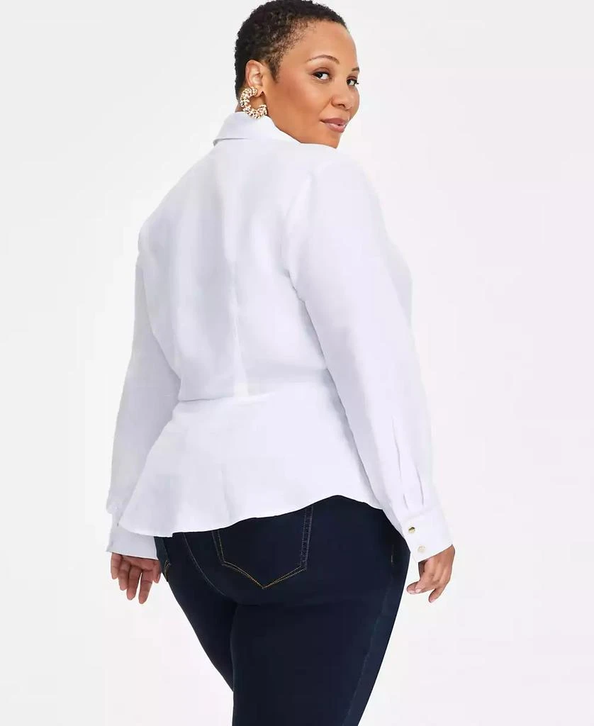 INC International Plus Size Linen-Blend Tied Surplice Top, Exclusively at Macy's 2