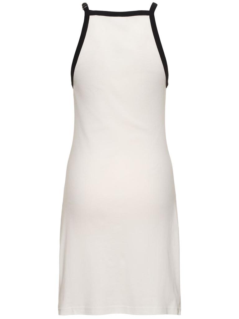 オールインワン・サロペット Courreges White Cotton Buckle Short Dress With Contrast Trim COURREGES Buckle Contrast Cotton Mini Dress White L