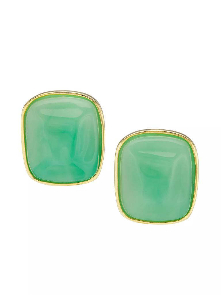 Kenneth Jay Lane Faux Ming Jade Rectangular Clip-On Earrings