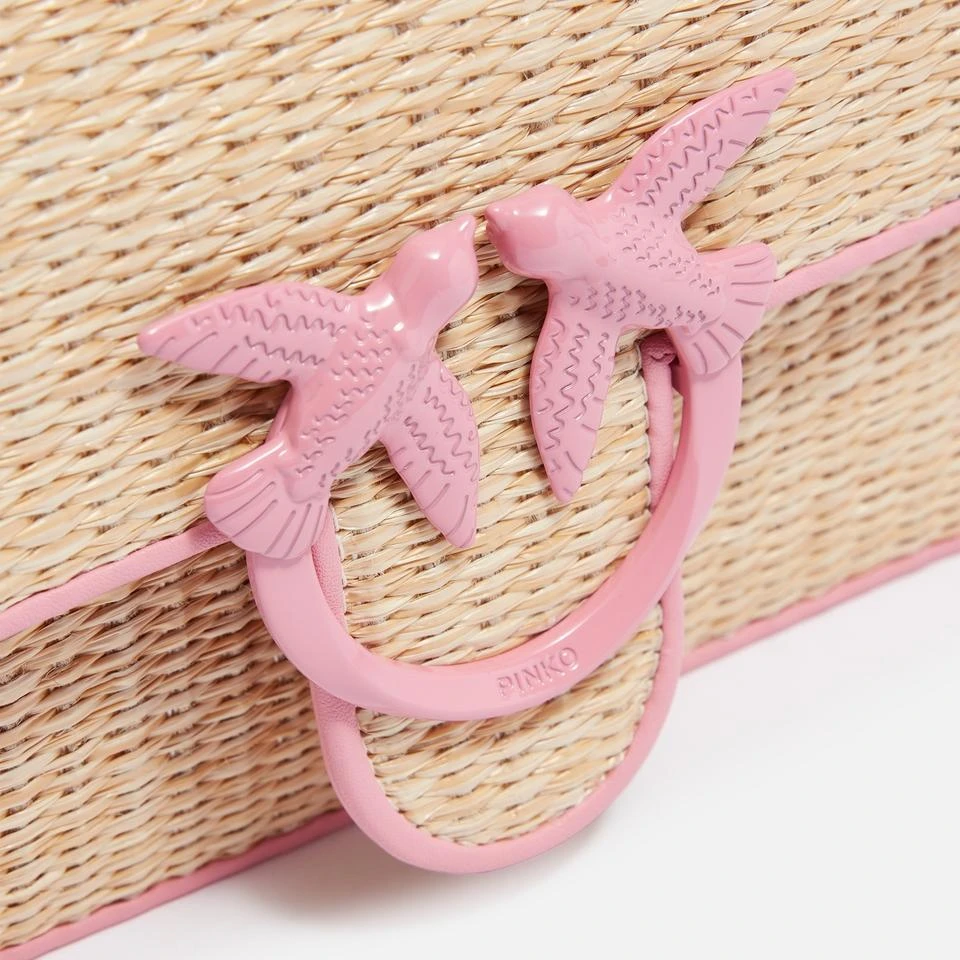 PINKO Pinko Love One Raffia and Faux Leather Bag 5