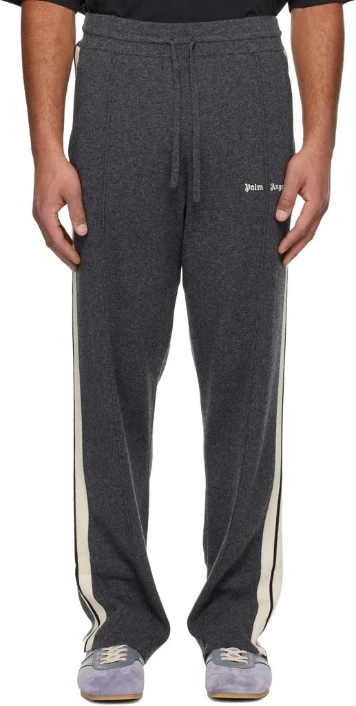 Palm Angels Gray Classic Logo Knit Track Pants 1