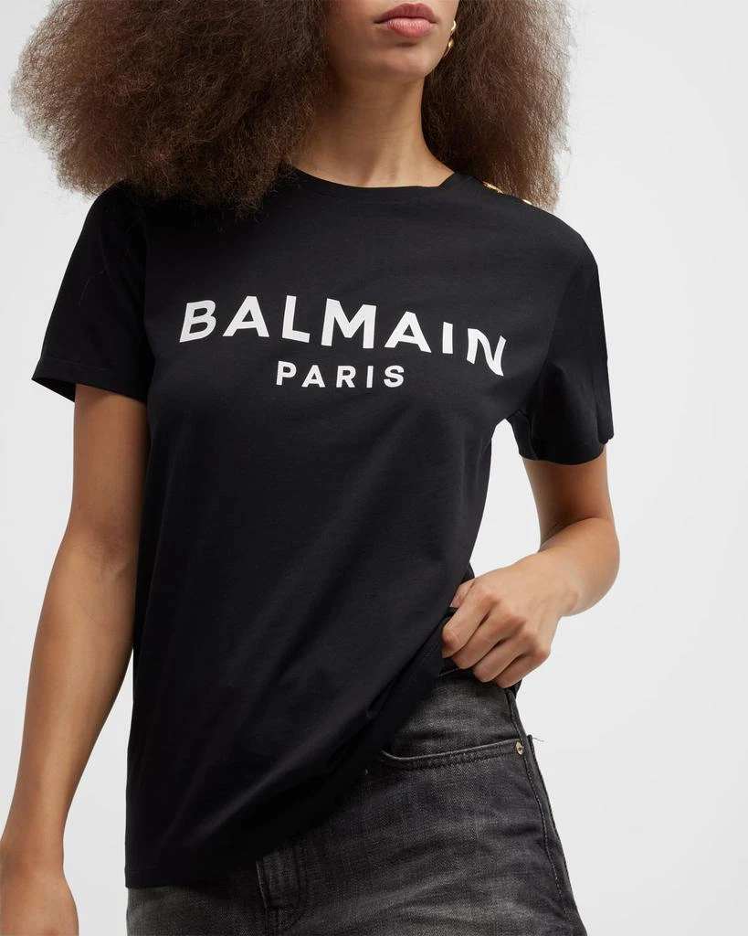 Balmain 3-Button Flocked Logo T-Shirt 8