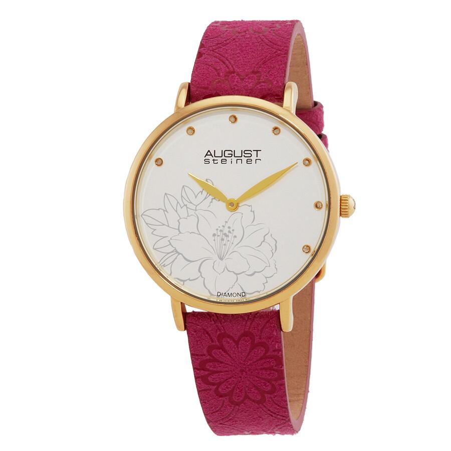 August Steiner Quartz Diamond Silver Dial Ladies Watch AS8242PK