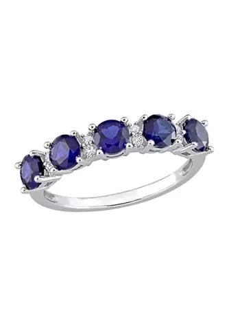 Belk
Co. Lab Created 1.62 ct. t.w. Created Blue and White Sapphire Semi Eternity Ring in Sterling Silver
