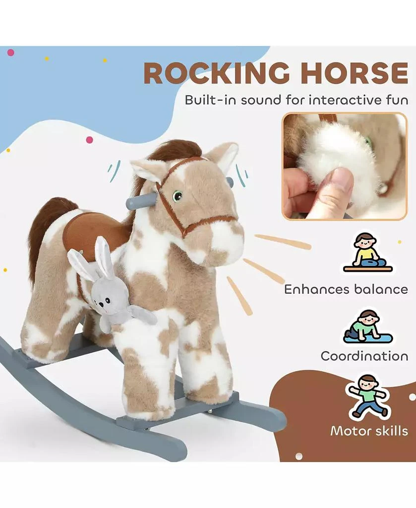Qaba Rocking Horse, Kids Plush Animal Rocker with Realistic Neigh 4