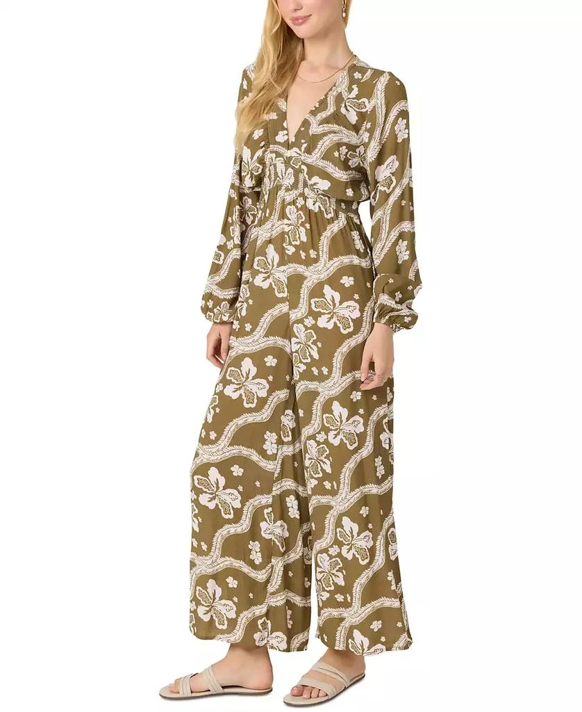 O'Neill Juniors' Zadie V-Neck Smocked-Waist Jumpsuit 2