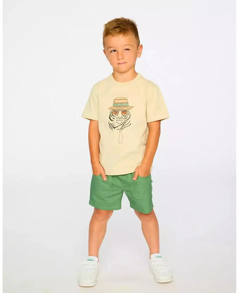 Deux par Deux Baby Boys Parachute Shorts with Patch Pockets Green 2