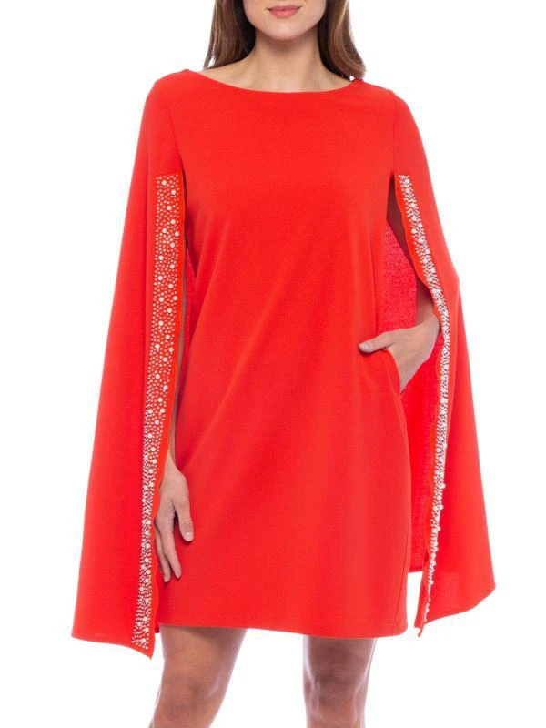 MARINA Scuba Crepe Cape Shift Dress 1