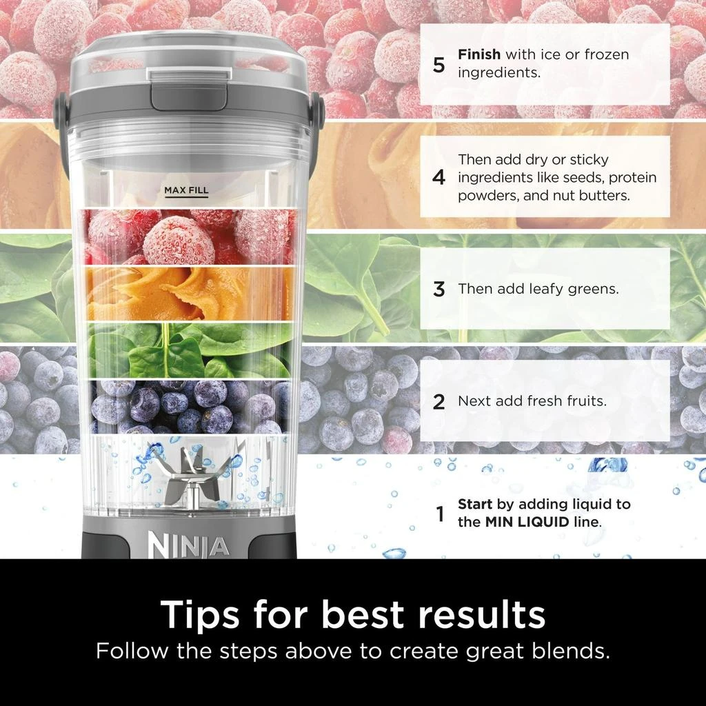 Ninja 16 oz Portable Personal Blender with Leak Proof Lid and Easy Sip Spout, Smoothie Blender, Black 3