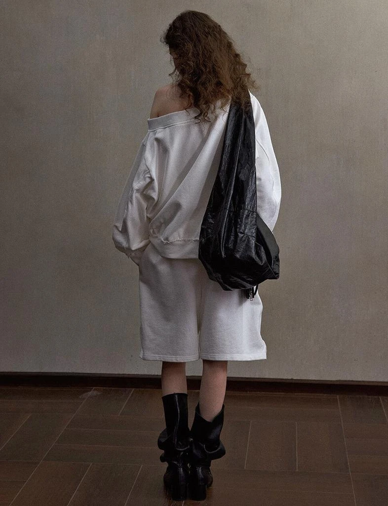 Pixie Market White Off-Shoulder Oversized Sweatshirt-PREORDER 4