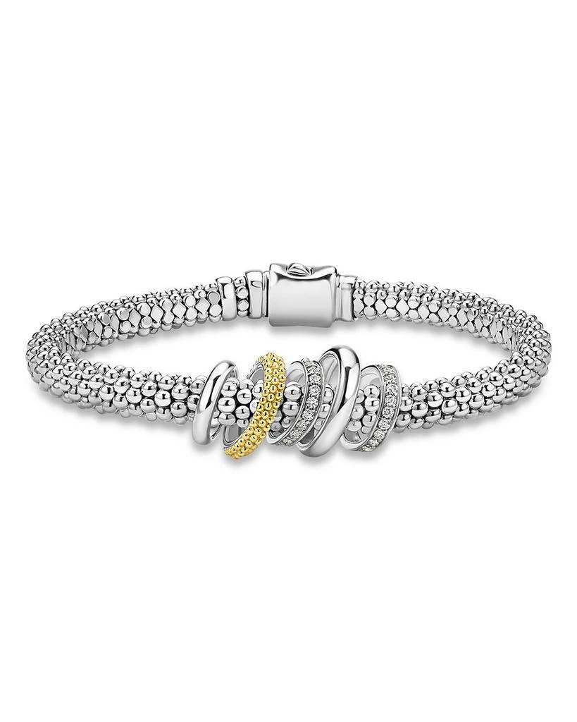 LAGOS Two Tone Caviar Lux Five Ring Bracelet with Diamonds, 0.27 tcw 1