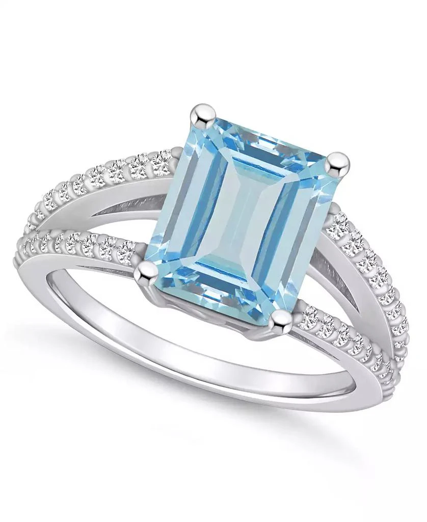 Macy's Aquamarine and Diamond Accent Ring in 14K White Gold 1