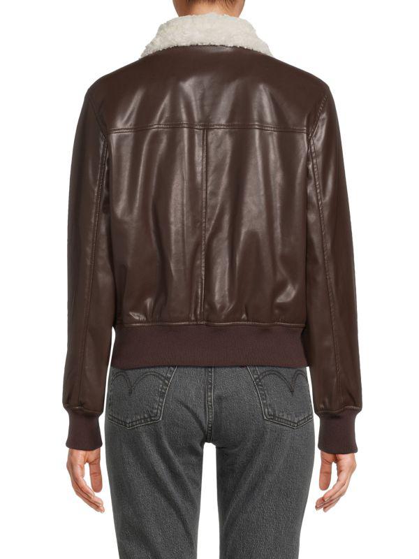 Calvin Klein Faux Fur Trim & Faux Leather Jacket