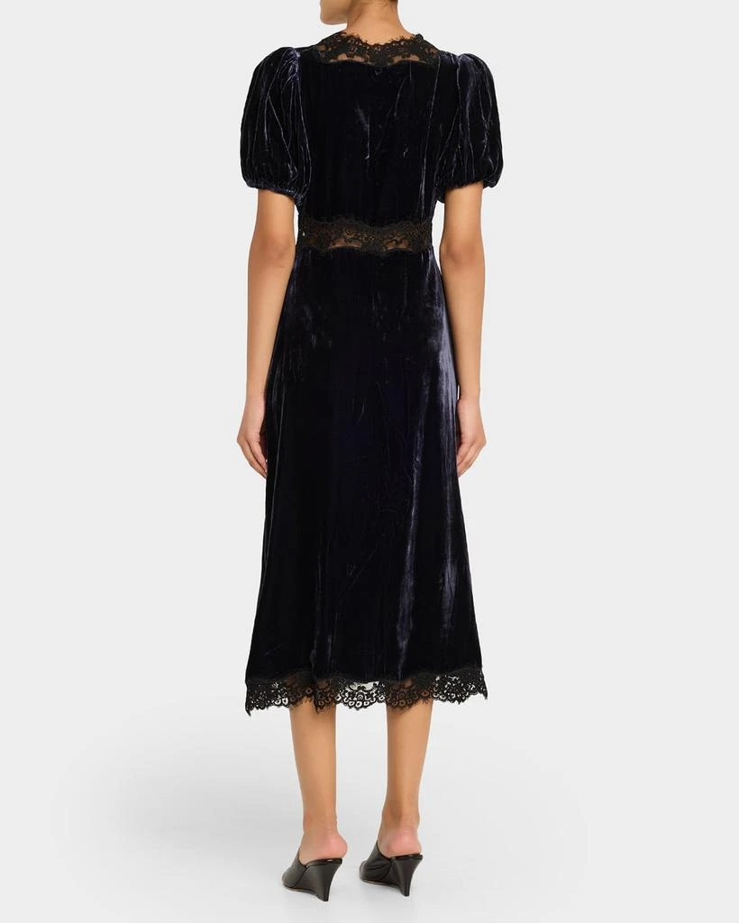 Sea Clarice Lace-Trim Velvet Midi Dress 3
