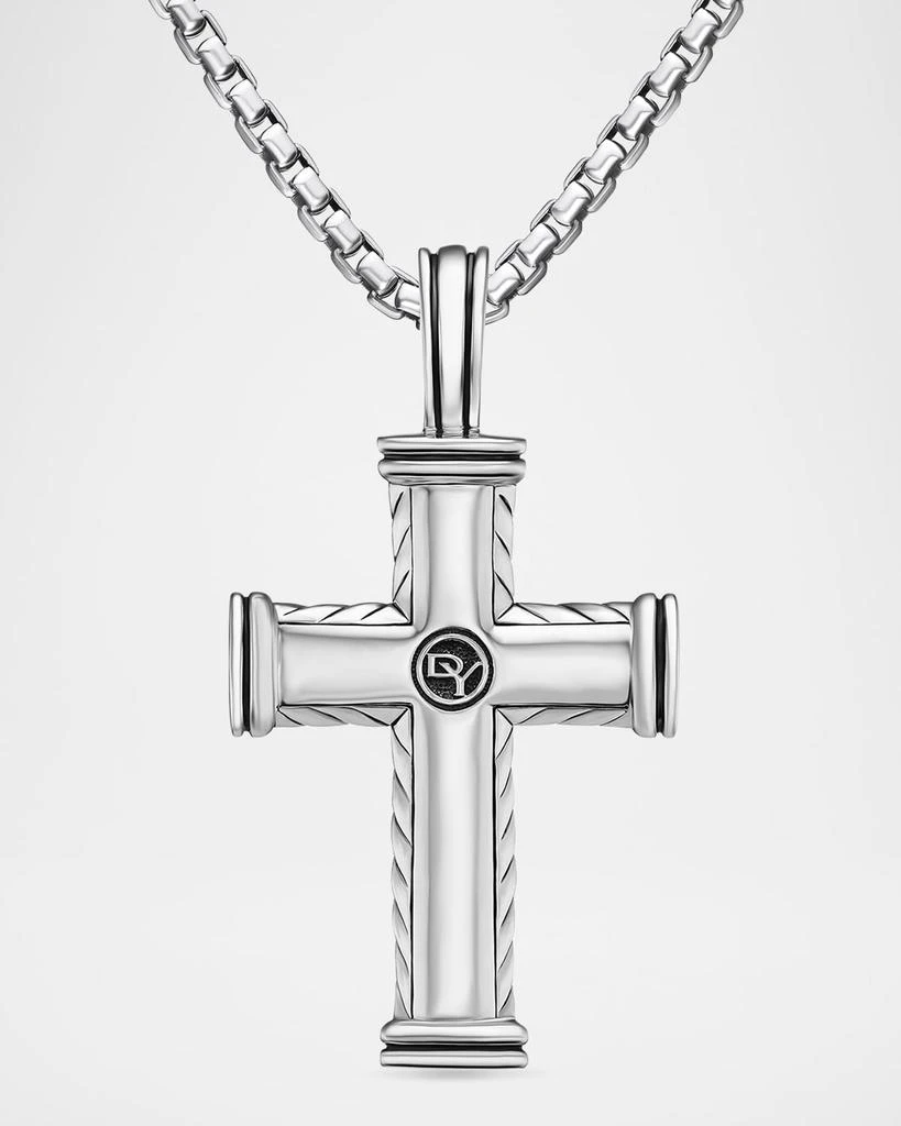 David Yurman Men
s Chevron Cross Enhancer with Diamonds in Silver, 30mm 4