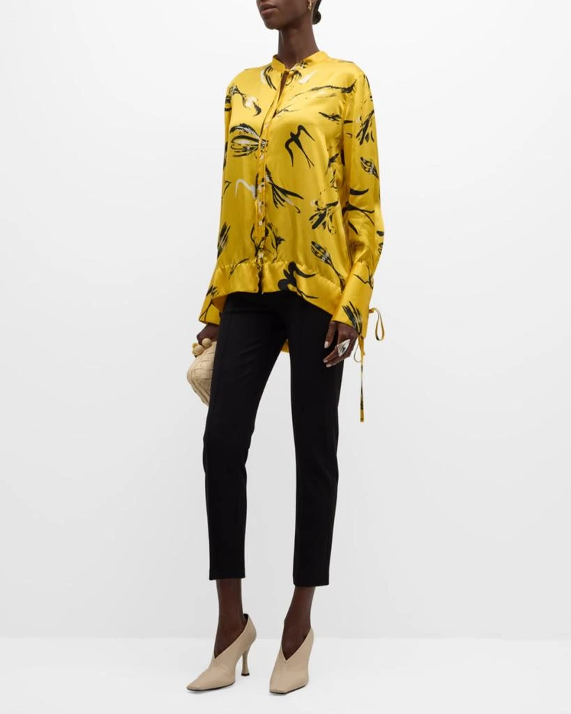 ROSETTA GETTY Painted Birds Button Down Silk Blouse 2