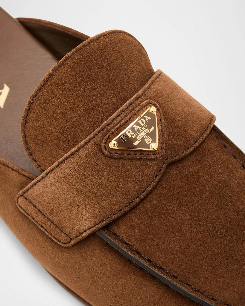 Prada Logo Suede Loafer Mules 6