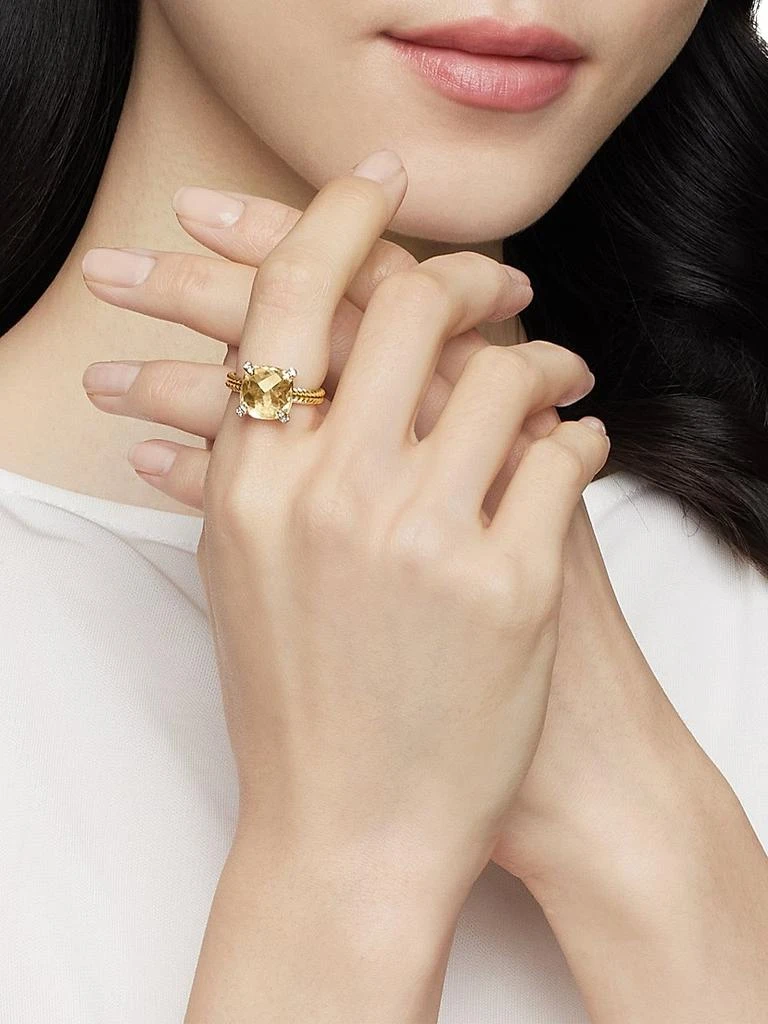 David Yurman Chatelaine Pavé Bezel Ring in 18K Yellow Gold 2