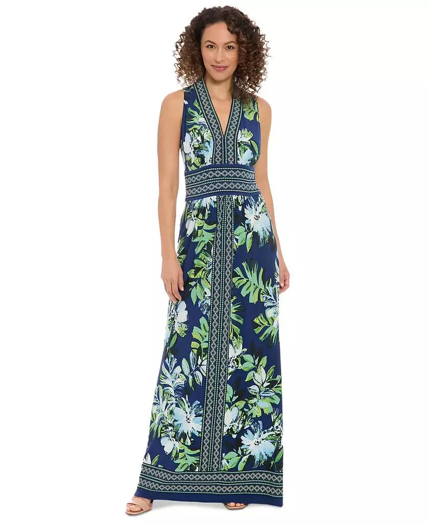 London Times Petite Floral Border-Trim Maxi Dress 1