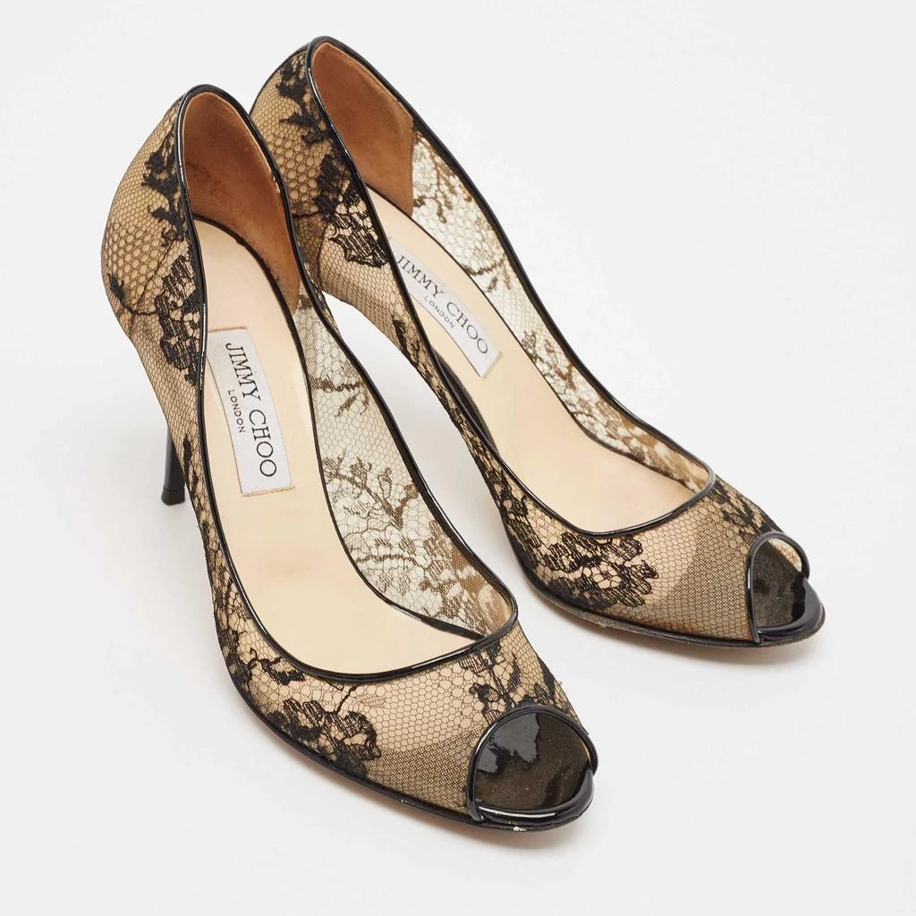Jimmy Choo Jimmy Choo Black Lace Luna Peep Toe Pumps Size 39.5 4