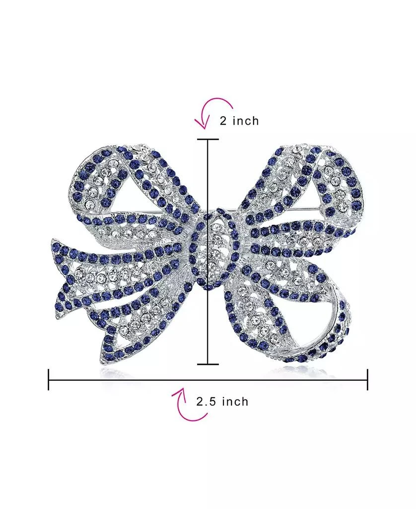 Bling Jewelry Victorian Style Royal Style Crystal Pave Filigree Ribbon Brooch Pin Silver Plated 3