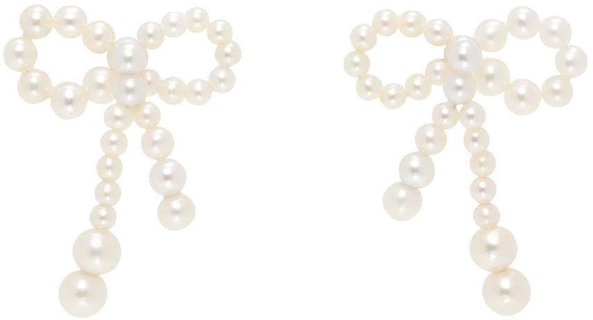 Sophie Bille Brahe White & Gold Rosette de Perles Earrings