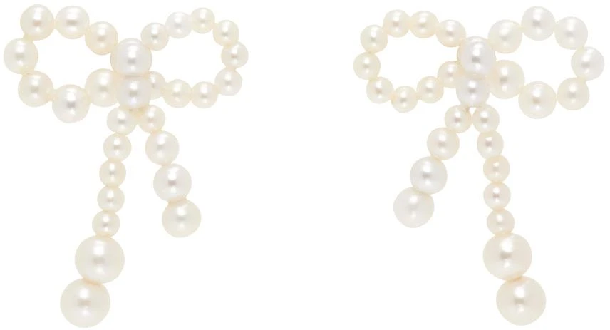 Sophie Bille Brahe White & Gold Rosette de Perles Earrings 1