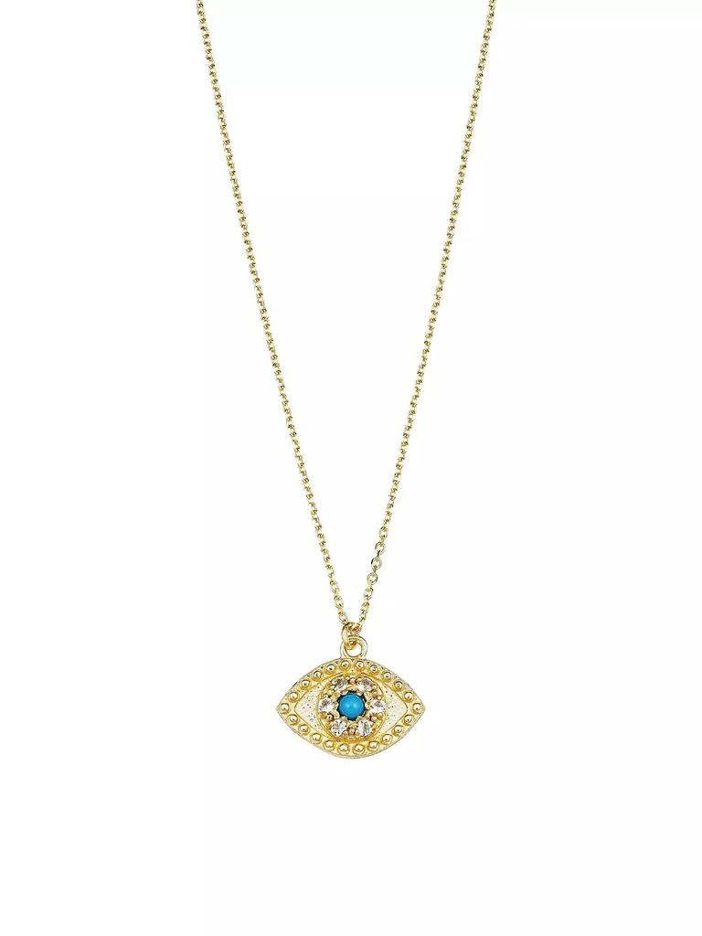 Oradina 14K Yellow Gold, Turquoise Evil Eye Pendant 1
